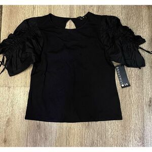 Broadway Short Sleeve Top Black Large New